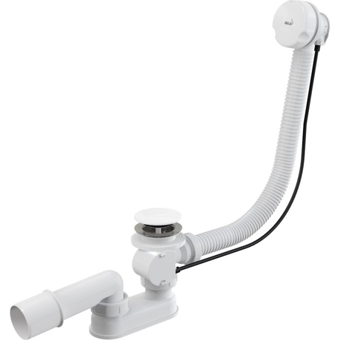 Сифон ALCAPLAST A51BM-120 для ванны автомат, комплект, белый, пластик/пластик, длина 120 см