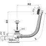 Сифон ALCAPLAST A55BLACK для ванны, автомат, комплект, черный матовый, длина 57 см, металл с покрытием